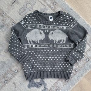 Janie and Jack Boys Buffalo Sweater Charcoal Gray Sz3
